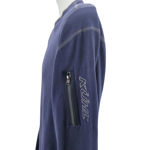 KUHL Mens Small WildFibre Organic Cotton Blue Long Sleeve Thumb Holes Shirt - Picture 3 of 11